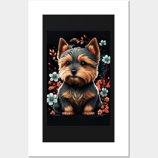 Super Cute Yorkshire Terrier Puppy Portrait Posters and Art